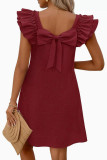 Lotus Sleeve Butterfly Knot U-Neck Dress