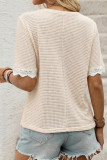 V-neck Lace Short Sleeved Shirt