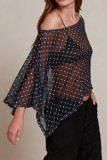 Off Shoulder Polka Dot Irregular T-shirt