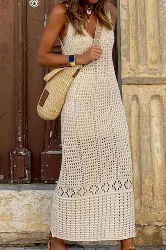 Knitted Hollow Sleeveless Vest Dress