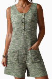Waffle Sleeveless Pocket Jumpsuit Shorts