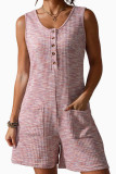 Waffle Sleeveless Pocket Jumpsuit Shorts