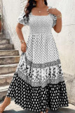 Bohemian Square Neck Short Sleeved Dress