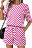 Checkered Printed T-shirt Shorts 2-piece Set