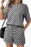 Checkered Printed T-shirt Shorts 2-piece Set