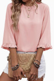 Round Neck Lace Seven Quarter Sleeved Shirt