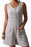 Waffle Sleeveless Pocket Jumpsuit Shorts