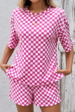 Checkered Printed T-shirt Shorts 2-piece Set