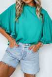 Round Neck Lace Seven Quarter Sleeved Shirt