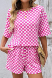 Checkered Printed T-shirt Shorts 2-piece Set