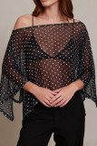 Off Shoulder Polka Dot Irregular T-shirt