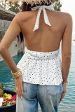 Polka Point Neck Hanging Backless Vest
