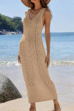 Knitted Hollow Sleeveless Vest Dress
