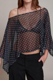 Off Shoulder Polka Dot Irregular T-shirt