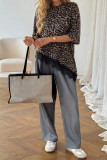 Leopard Print Lace Loose Short Sleeved T-shirt