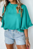 Round Neck Lace Seven Quarter Sleeved Shirt