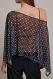 Off Shoulder Polka Dot Irregular T-shirt