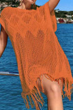 Hollow Out Tassel Loose Sleeveless Knitted Dress