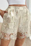 Loose Lace High Waisted Embroidered Shorts