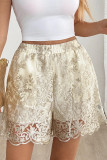 Loose Lace High Waisted Embroidered Shorts