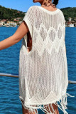 Hollow Out Tassel Loose Sleeveless Knitted Dress