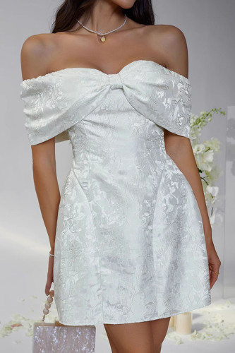 Bow Strapless Waist Cinching Dress Evening Gown