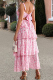 Floral Contrasting Chiffon Camisole Dress