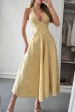 Hanging Neck Waist Cinching Dress