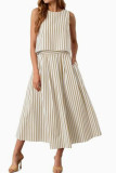 Bohemian Striped Vest Short Skirt 2-piece Set