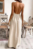 Solid Color Neck Hanging Sleeveless Dress