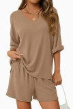Loose V-neck T-shirt Shorts 2-piece Set