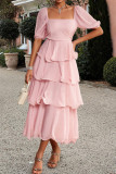 Bubble Short Sleeve Ruffled Cake Dress