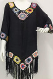 Ethnic Style Tassel Beach Long Sleeve Smock