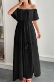 Swiss Dot Waist Cinching Short Sleeved Dress
