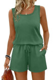 Casual U-Neck Sleeveless Vest Shorts 2-piece Set
