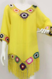Ethnic Style Tassel Beach Long Sleeve Smock