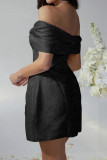 Bow Strapless Waist Cinching Dress Evening Gown
