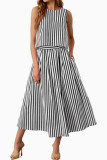 Bohemian Striped Vest Short Skirt 2-piece Set