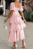 Bubble Short Sleeve Ruffled Cake Dress