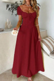 One Shoulder Short Sleeved Waist Cinched Dress