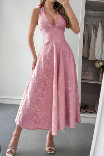 Hanging Neck Waist Cinching Dress
