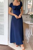 One Shoulder Short Sleeved Waist Cinched Dress