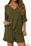 Loose V-neck T-shirt Shorts 2-piece Set