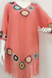 Ethnic Style Tassel Beach Long Sleeve Smock