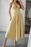 Hanging Neck Waist Cinching Dress
