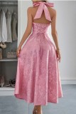 Hanging Neck Waist Cinching Dress