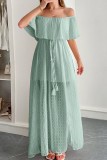 Swiss Dot Waist Cinching Short Sleeved Dress
