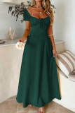 One Shoulder Short Sleeved Waist Cinched Dress