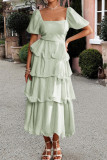 Bubble Short Sleeve Ruffled Cake Dress