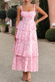 Floral Contrasting Chiffon Camisole Dress